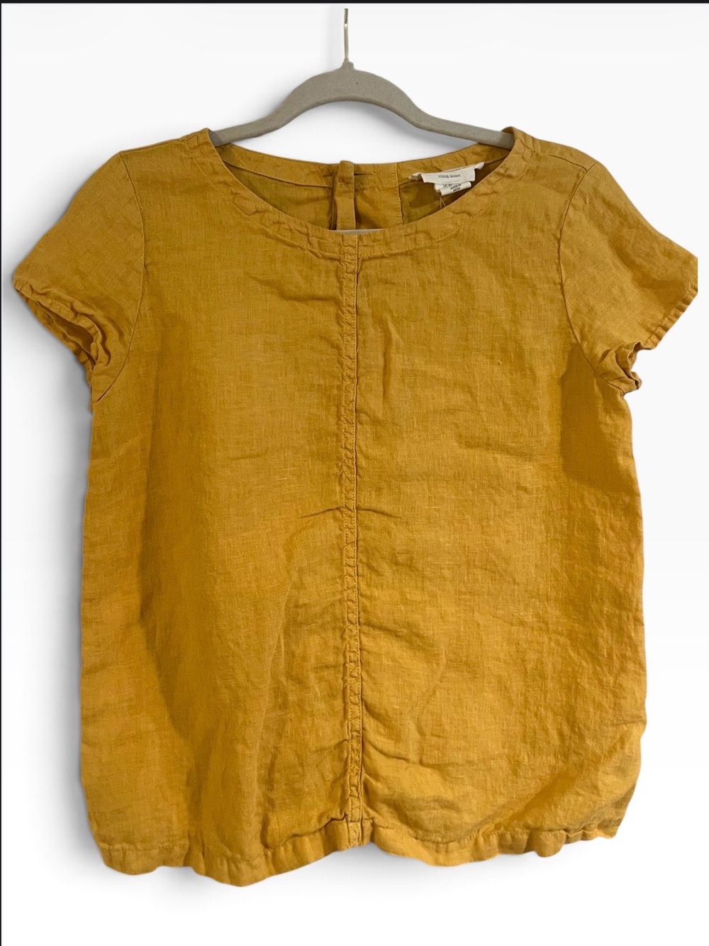 C&C California Mustard Short Sleeve Linen Top